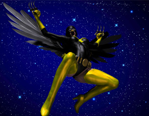 Картинка 3д+графика существа+ creatures супермен полет когти крылья небо звезды
