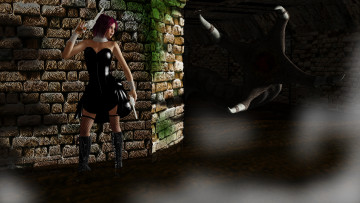 Картинка 3д+графика фантазия+ fantasy когти оружие фон взгляд девушка