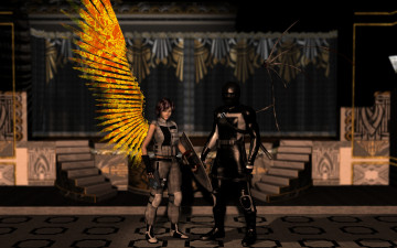 Картинка 3д+графика ангел+ angel фон взгляд девушка воин ангел щит оружие