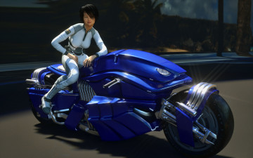 обоя мотоциклы, 3d, мотоцикл, фон, взгляд, девушка
