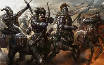 Картинка фэнтези существа кентавры рыцари битва