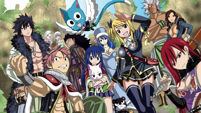 Обои картинки фото аниме, fairy tail, хвост, феи