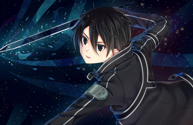 Обои картинки фото аниме, sword art online, взгляд, фон, девушка