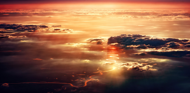 Обои картинки фото природа, восходы, закаты, облака, закат, небо