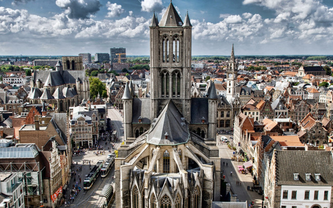 Обои картинки фото города, гент , бельгия, saint, nicholas, church