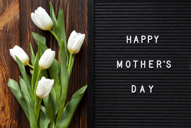 Обои картинки фото праздничные, день матери, тюльпаны, надпись