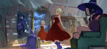 Картинка аниме магия +колдовство +halloween девушки платье магазин зеркало