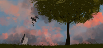 Картинка аниме mo+dao+zu+shi лань ванцзи вэй усянь прыжок дерево