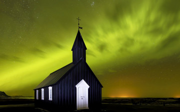 обоя budakirkja church, iceland, города, - католические соборы,  костелы,  аббатства, budakirkja, church