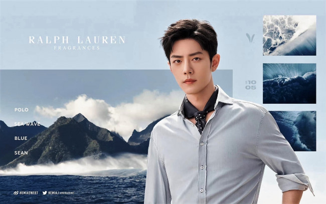 Обои картинки фото мужчины, xiao zhan, актер, рубашка, платок, море, картинки