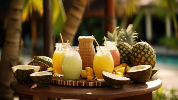 Картинка еда напитки +сок лимон ананас соки кокос