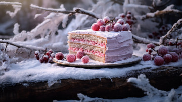 Картинка еда торты снег торт ягоды