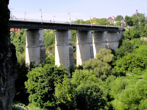 Обои картинки фото новоплановый, мост, камянец, подольский, украина, города, мосты, опоры, высота