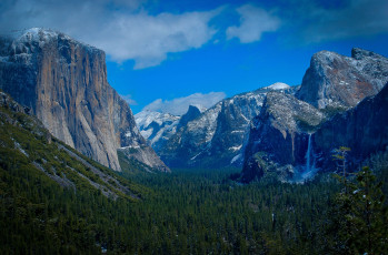 Картинка yosemite national park природа горы лес водопад пейзаж