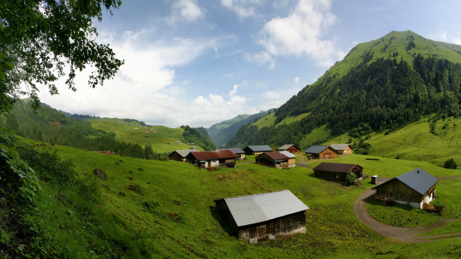 Обои картинки фото австрия, городки, альпах, разное, сооружения, постройки, горы, домики, альпы