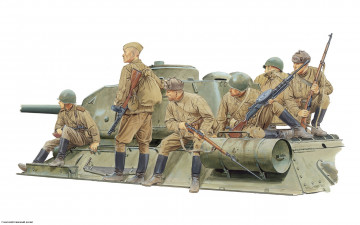 Картинка рисованные армия солдаты танк