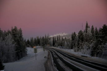 Картинка природа дороги дорога снег вечер