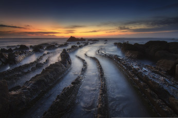 Картинка природа побережье океан скалы barrika beach рассвет