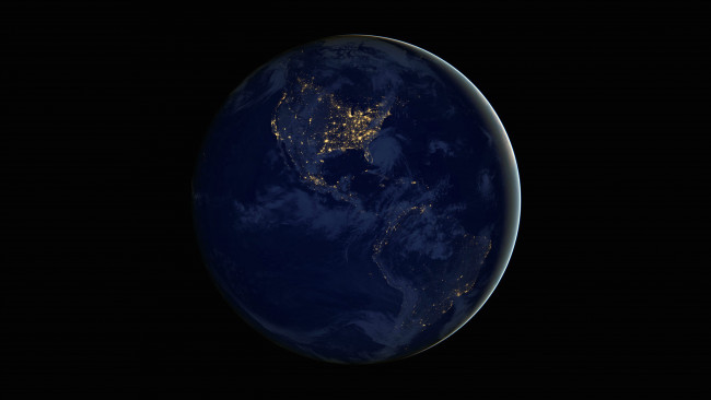 Обои картинки фото космос, земля, континенты, планета, ночь, огни