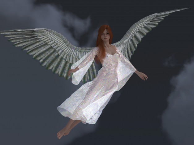 Обои картинки фото 3д графика, ангел , angel, фон, взгляд, девушка