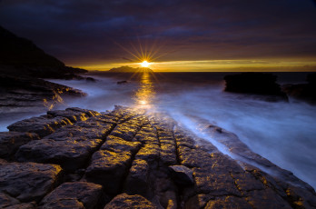 Картинка природа восходы закаты море скалы закат