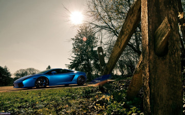 обоя lamborgini, gallardo, автомобили, lamborghini, солнце, синий