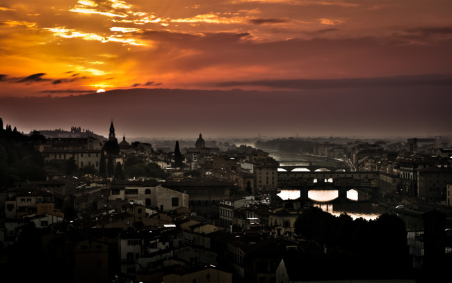 Обои картинки фото florence, italy, города, флоренция, италия, закат