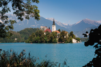 Картинка города блед словения озеро церковь
