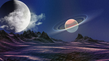 Картинка 3д графика atmosphere mood атмосфера настроения планеты горы кольца