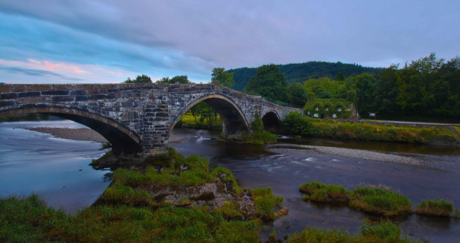 Обои картинки фото llanrwst, bridge, wales, england, природа, реки, озера, уэльс, river, conwy, англия, мост, река, конуи