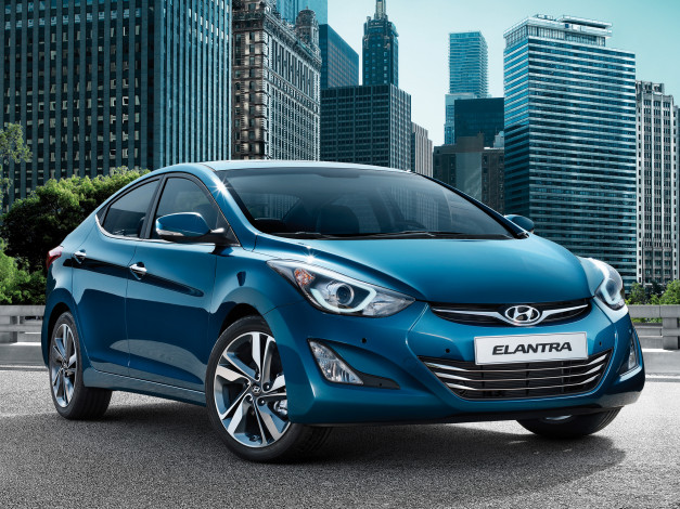 Обои картинки фото автомобили, hyundai, синий, 2014г, md, elantra