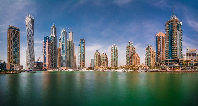 Обои картинки фото dubai, города, дубай , оаэ, акватория, панорама, небоскребы