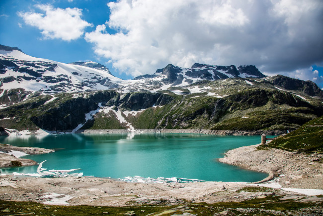Обои картинки фото озеро в австрийских альпах, природа, реки, озера, австрия, горы, озеро