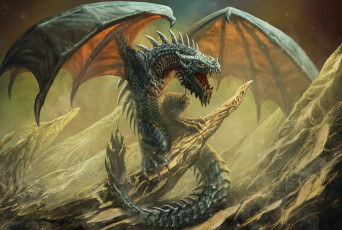 Картинка фэнтези драконы виверна edikt art wyvern дракон