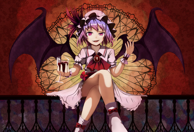 Обои картинки фото аниме, touhou, flandre, scarlet