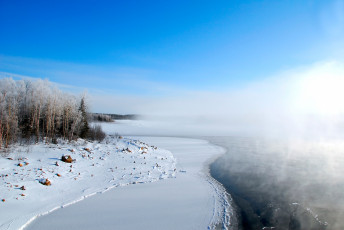 Картинка природа зима озеро снег