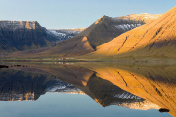 Картинка природа реки озера westfjords исландия горы фермы вода море утро