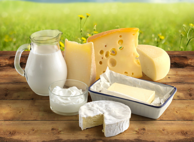 Обои картинки фото еда, сырные изделия, сыр, сметана, масло, молоко