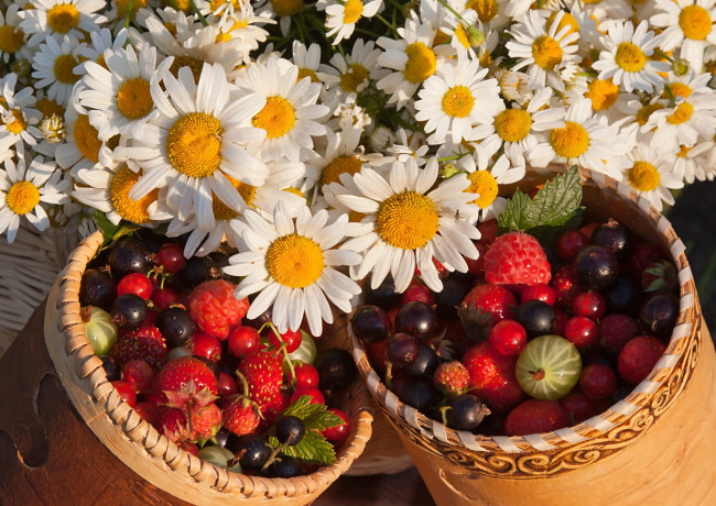 Обои картинки фото еда, фрукты,  ягоды, малина, крыжовник, клубника, смородина