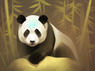 Картинка gaudibuendia рисованное животные +панды панда лес взгляд медведь