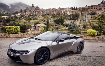 обоя 2018 bmw i8 roadster, автомобили, bmw, родстер, бмв, купе, немецкие, серый, новый, спортивный, автомобиль, электрический