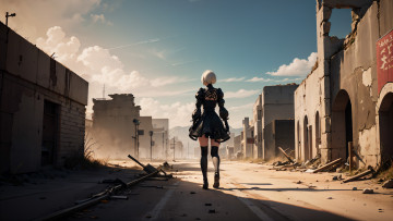 Картинка видео+игры nier +automata нейросети графика нейроарт ai art нейронные сети рисунки нейро искусство нейрографика graphics neuroart neural networks drawings neuro neurography