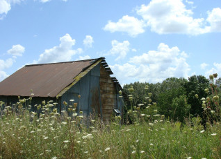 Картинка разное развалины руины металлолом трава дом облака