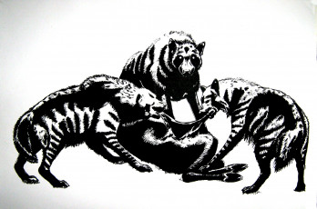 Картинка рисованное животные +гиены гиены жертва хищники звери
