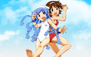 Картинка аниме shinryaku +ika+musume фон взгляд девушки