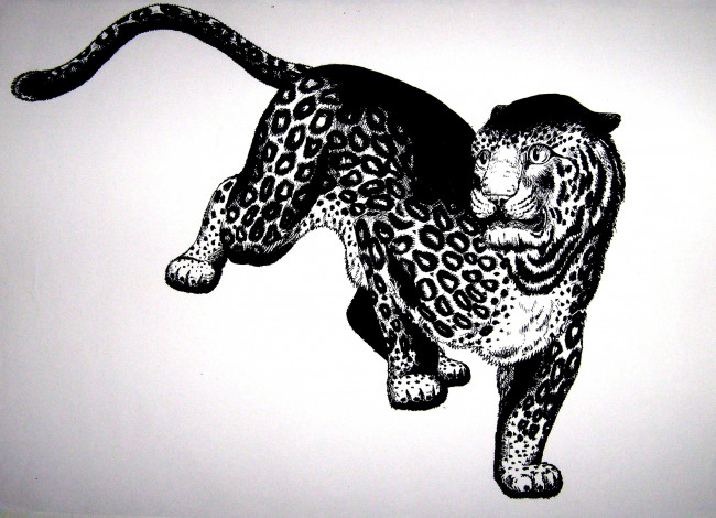 Обои картинки фото рисованное, животные,  ягуары,  леопарды, графика, зверь, хищник, ягуар