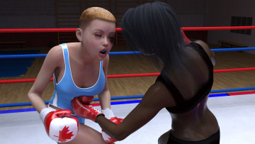 Картинка 3д+графика спорт+ sport ринг фон девушки взгляд бокс