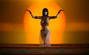 Картинка 3д+графика люди+ people танец поза солнце царица египетская 3d арт древний египет клеопатра nice girl digital art красивая девушка