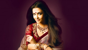 Картинка девушки aishwarya+rai актриса шатенка украшения сари