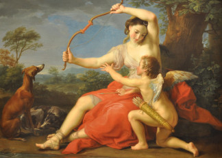 Картинка diana and cupid pompeo batoni рисованные лук собака купидон диана